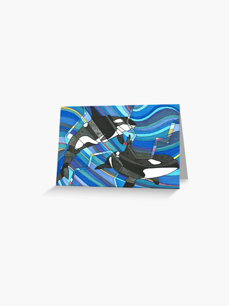Blooming Orcas Greeting Card