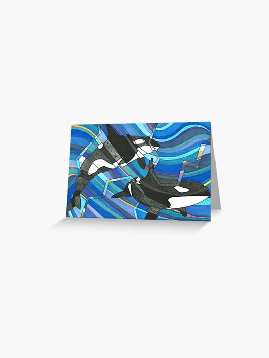 Blooming Orcas Greeting Card 5 Pack